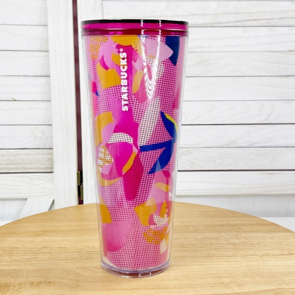 Starbucks 2023 Pink Peony Floral Double Wall Acrylic‎ Tumbler Cup 24oz Venti